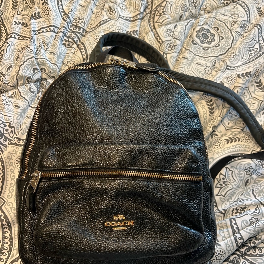 Coach Black Leather Backpack